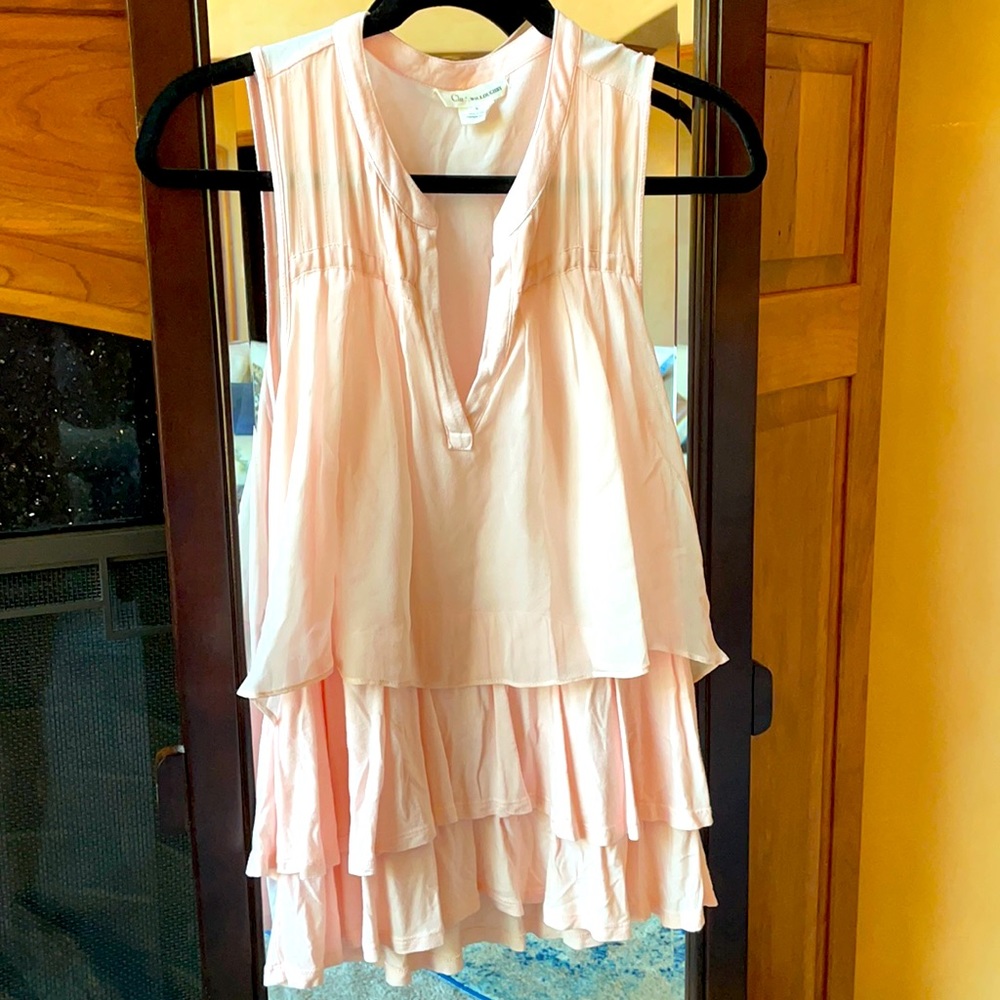 Blush pink layered tank top with v neck